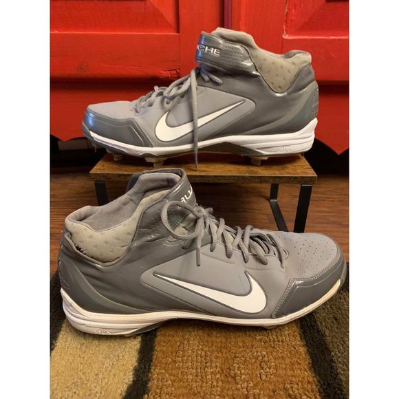 Nike Men's Size 14 467796-002 Air Huarache Grey & White Baseball Cleats EUC - Picture 6 of 8